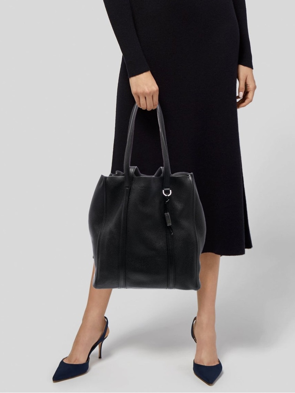 Marc Jacobs The Tag 27 Black Pebbled Leather Tote Bag